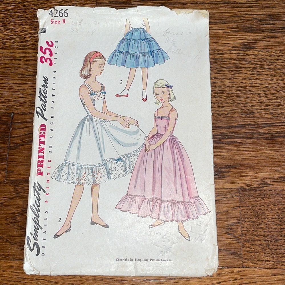 Vtg 1953 Simplicity girl’s slip & petticoat sewing pattern‎